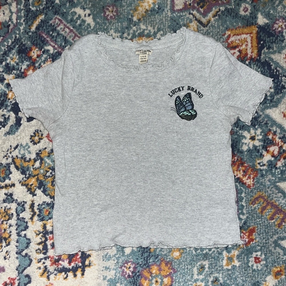 Luck Brand kids lettuce trim top
